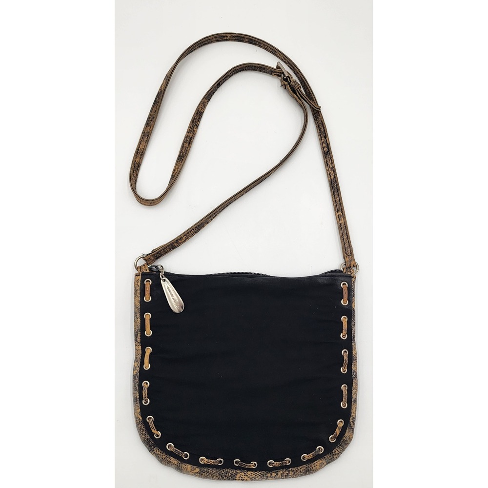 Donald J Pliner Crossbody Bag Women Small Black Snakeskin Leather USA Made